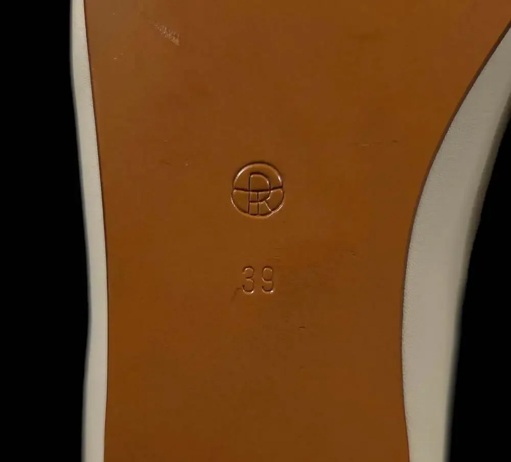 The Row Square Toe Pump US 9 EU 39 Off White Leather Flat Ballet Slipper $990
